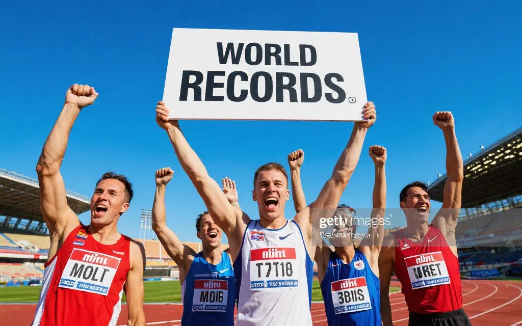 运动员庆祝世界纪录 Prefontaine Classic
